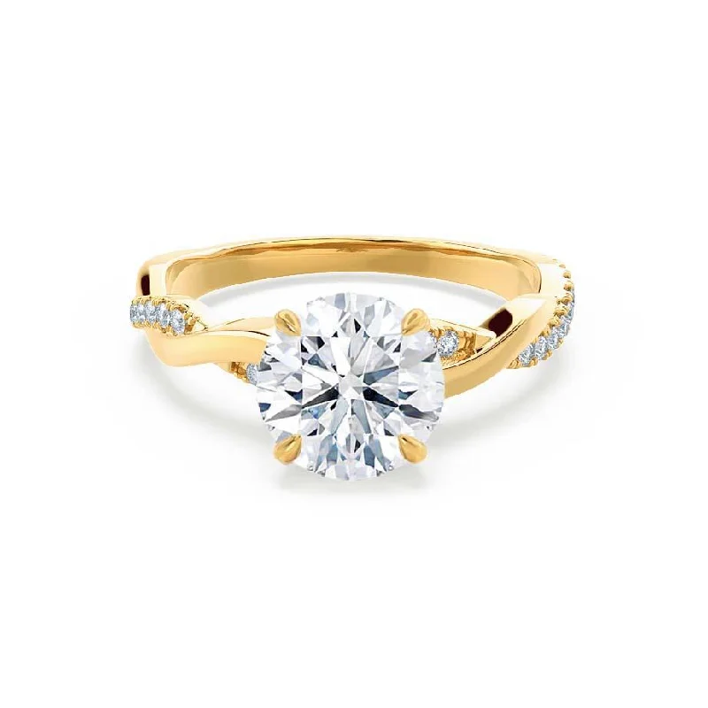 Platinum Engagement RingsEDEN - Ready to Ship 0.90ct Round Lab Diamond 18k Yellow Gold Vine Solitaire Ring