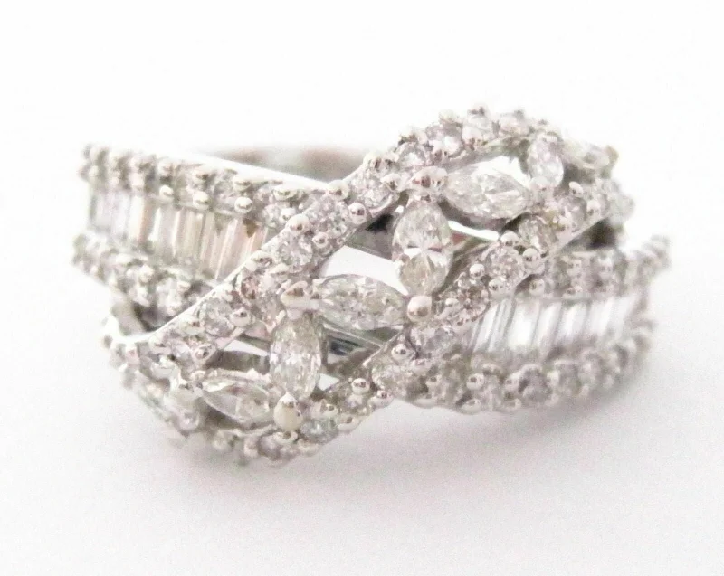 Luxury Engagement RingsFINE 18Kt WG Multi-Shape Diamond Designer Inspired Ring