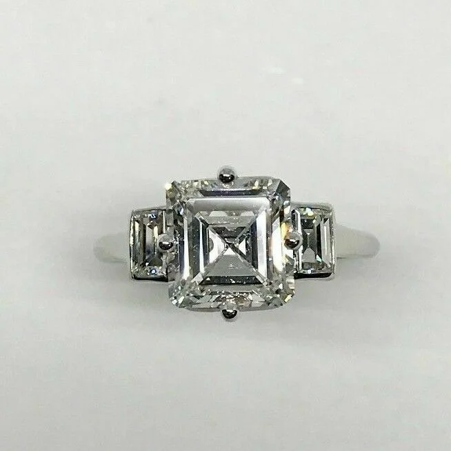 Emerald Cut Engagement RingsHuge Look D IF 2.84Ct Antique Step Cut GIA Diamond Art Deco PLAT Engagement Ring