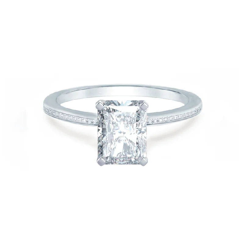 Topaz Engagement RingsIRIS - Radiant Moissanite 950 Platinum Petite Channel Set Ring