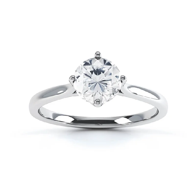 Modern Design Engagement RingsJUNIPER - Round Moissanite 950 Platinum Solitaire Ring