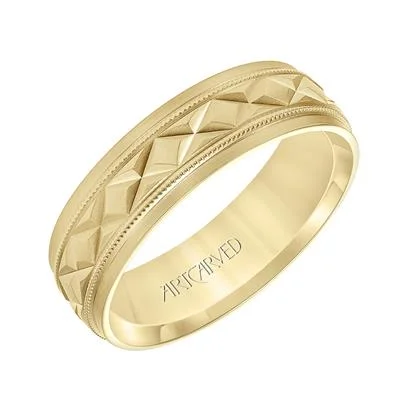 Nature Inspired Engagement RingsLow Dome Flat Edge Carved Wedding Band 11-WV8878R65-G.00