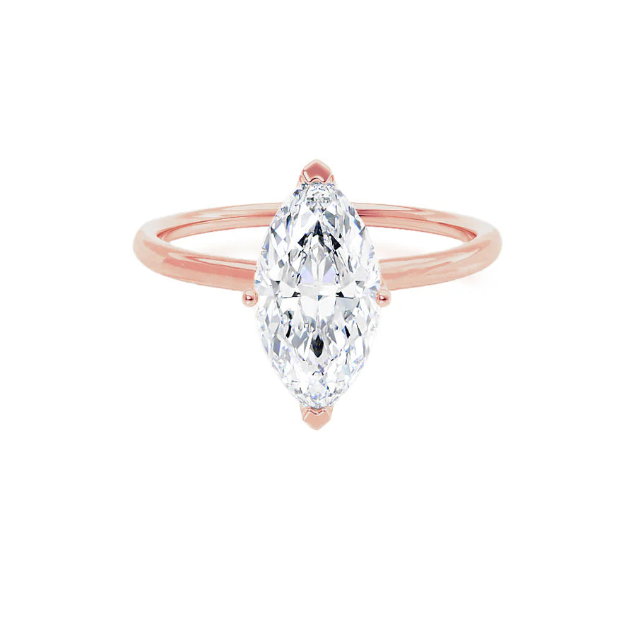 Tapered Shank Engagement RingsLULU - Marquise Lab Diamond 18k Rose Gold Petite Solitaire