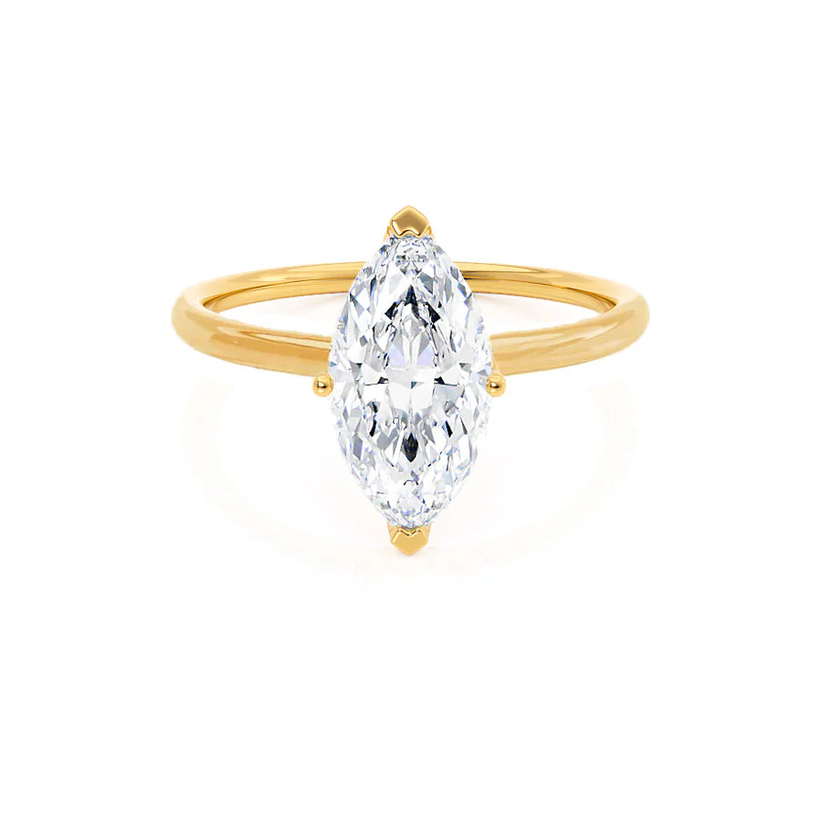 Adjustable Engagement RingsLULU - Marquise Lab Diamond 18k Yellow Gold Petite Solitaire