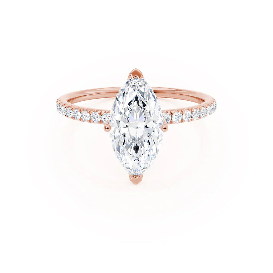 Affordable Engagement RingsMACY - Marquise Lab Diamond 18k Rose Gold Petite Solitaire