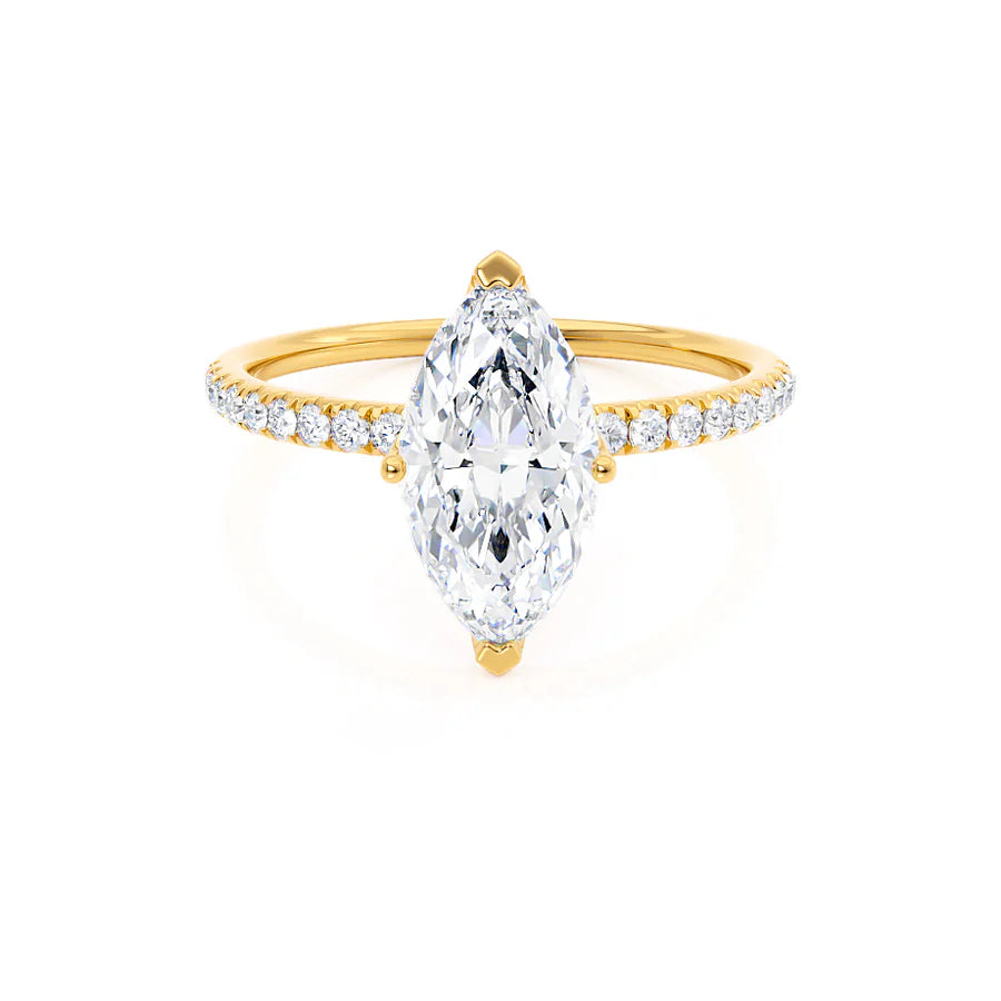 Designer Engagement RingsMACY - Marquise Lab Diamond 18k Yellow Gold Petite Solitaire