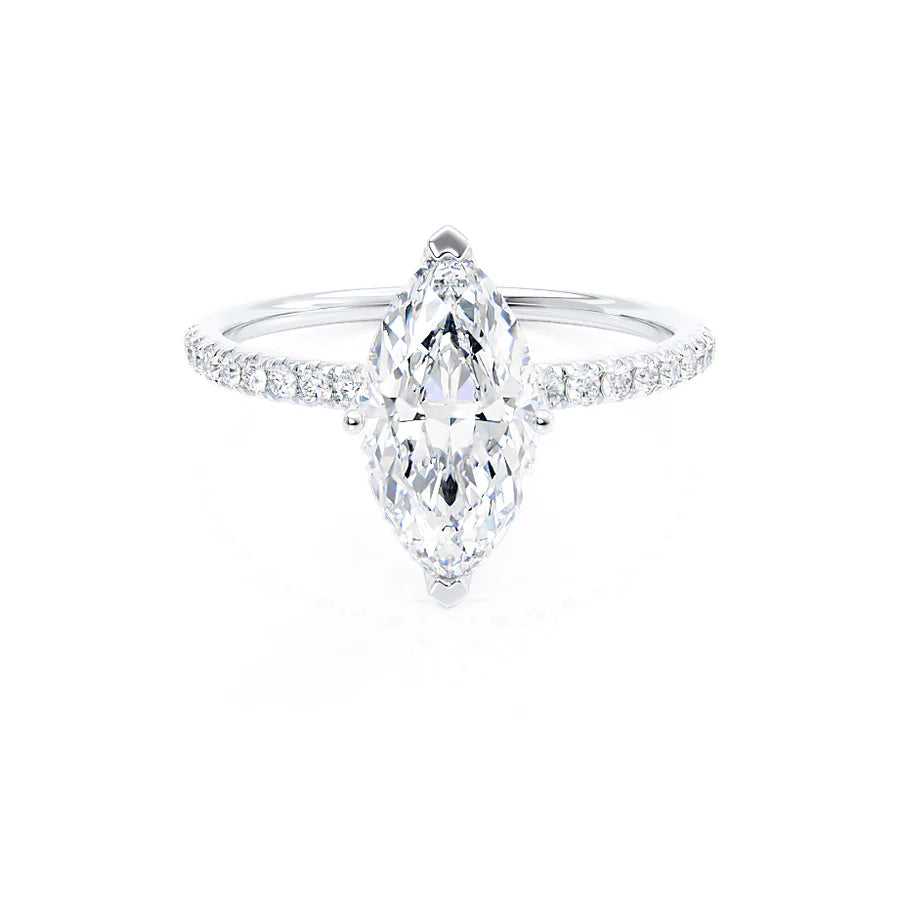 Recycled Engagement RingsMACY - Marquise Lab Diamond 950 Platinum Gold Petite Solitaire