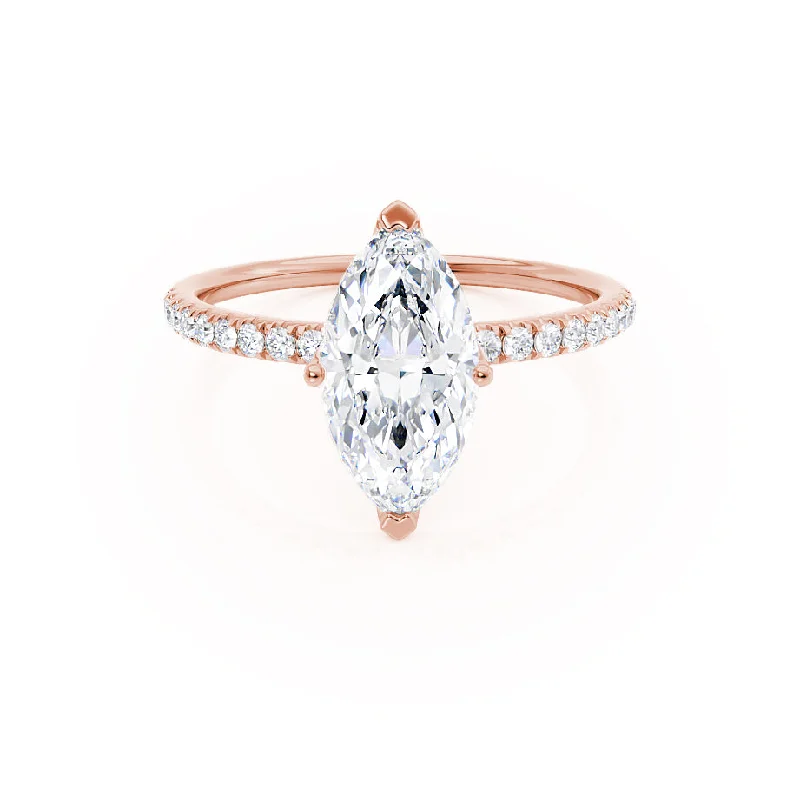 Three Stone Gemstone Engagement RingsMACY - Marquise Moissanite 18k Rose Petite Solitaire Ring