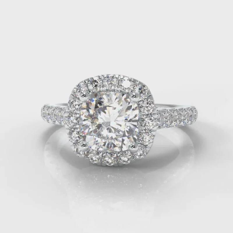 Triple Halo Engagement RingsMicropavé Cushion Cut Diamond Halo Engagement Ring