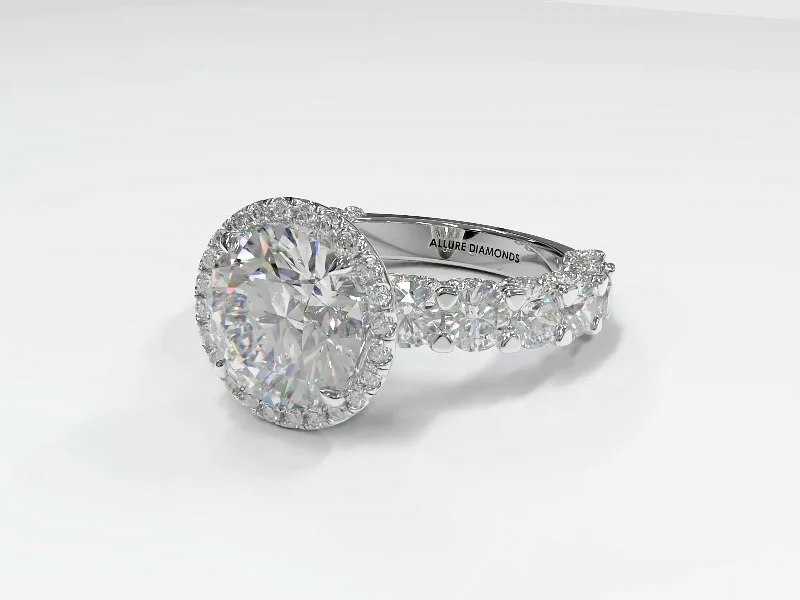 Modern Vintage Engagement RingsMicropavé U-Shape Halo Diamond Engagement Ring Setting