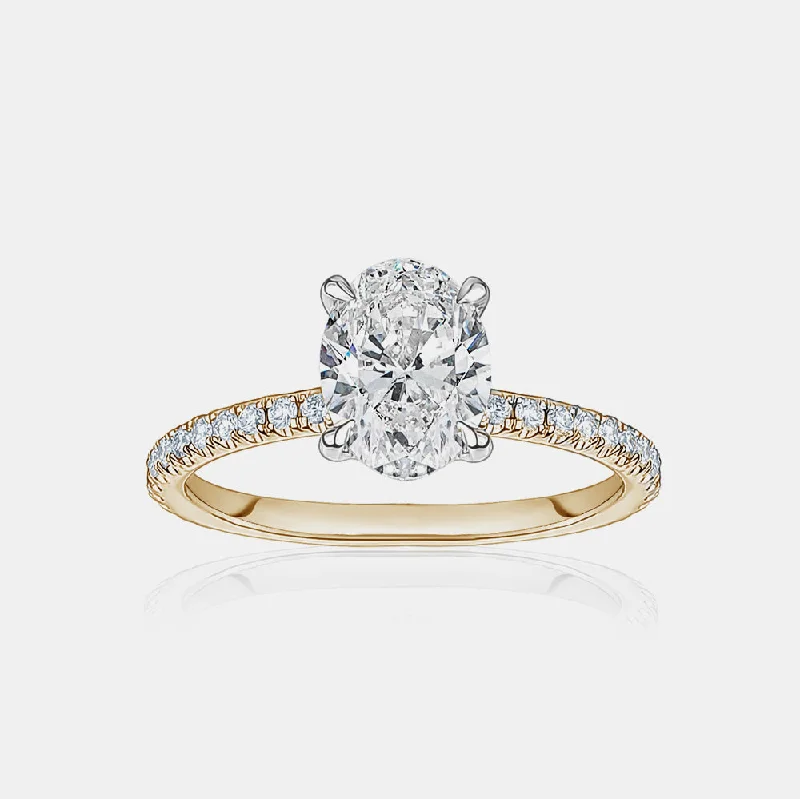 Sustainable Engagement RingsOval Cut Engagement Ring with Pavé Band