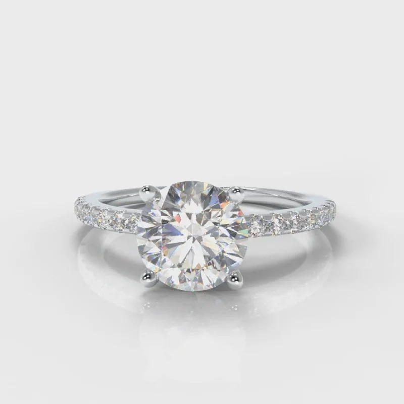 Custom Made Engagement RingsPetite Micropavé Round Brilliant Cut Diamond Engagement Ring