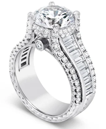 Filigree Engagement RingsPLAT BR 0.79CTW & BAG 1.05CTW DIA GRAD BAND W/ ETCH & UND HALO ENG RING.