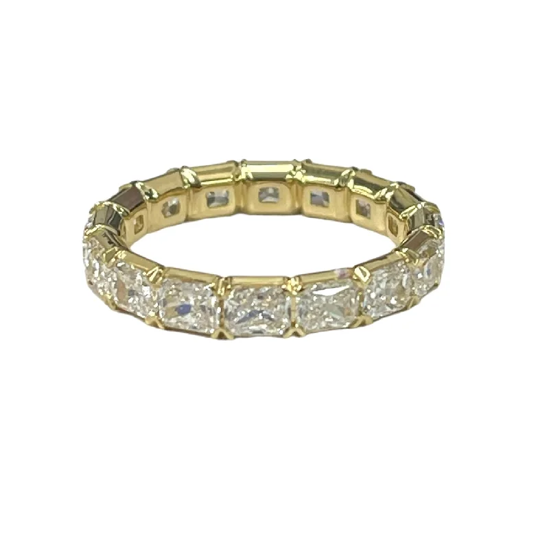 Three Stone Diamond Engagement RingsRadiant Cut Eternity Diamond Ring Yellow Gold 18kt