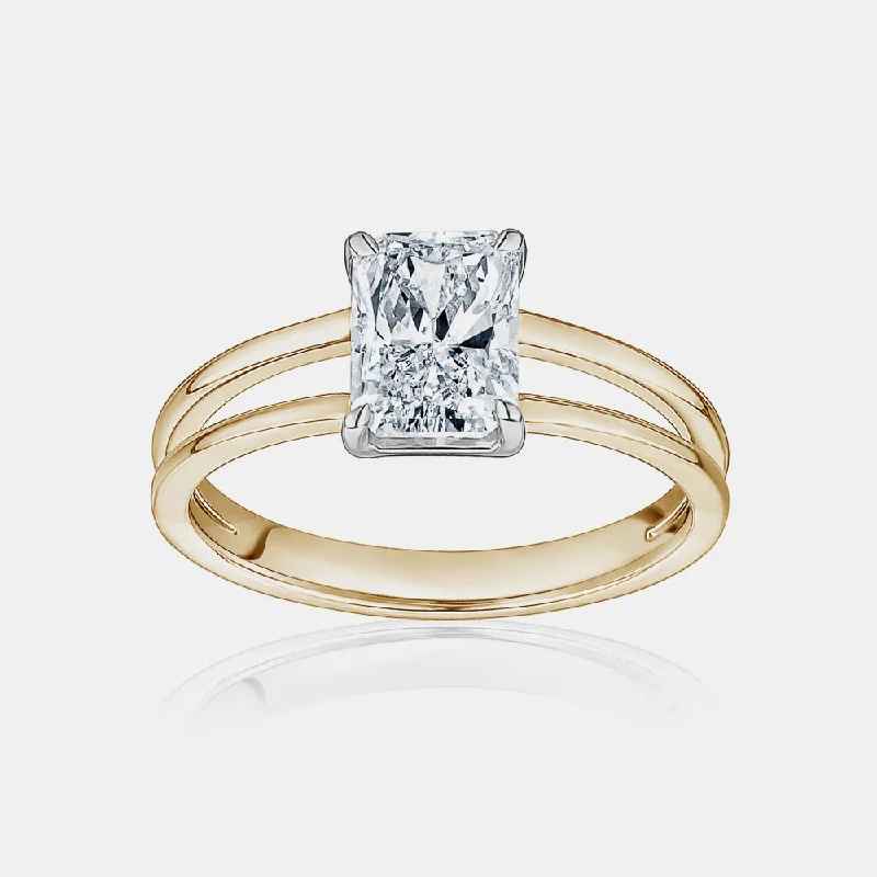 Tapered Shank Engagement RingsRadiant Cut with Gold Split Shank Engagement Ring