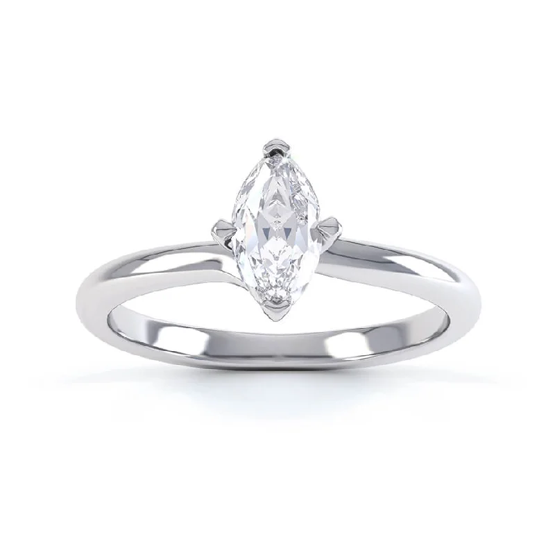 Platinum Engagement RingsRAVEN - Marquise Moissanite 950 Platinum Twist Solitaire Ring