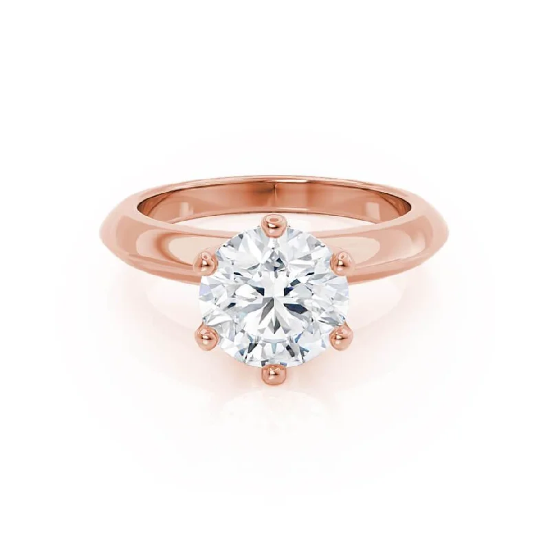 Round Brilliant Engagement RingsSERENA - Round Moissanite 18k Rose Gold Solitaire