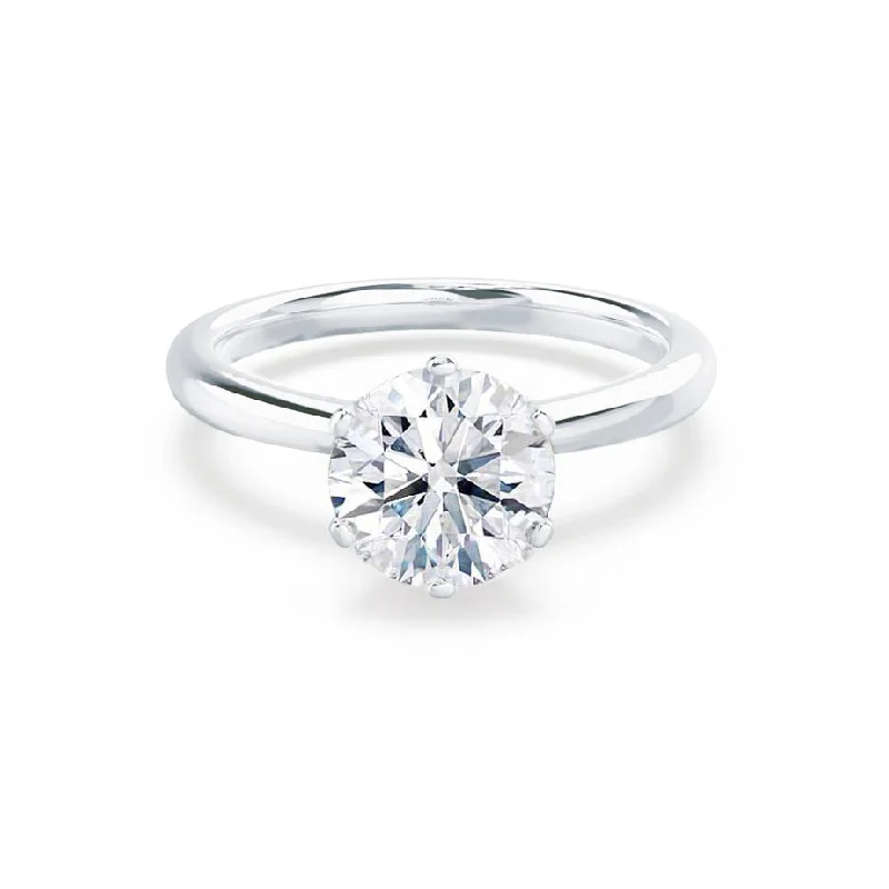 Victorian Engagement RingsSERENITY - Round Moissanite 950 Platinum Solitaire Engagement Ring