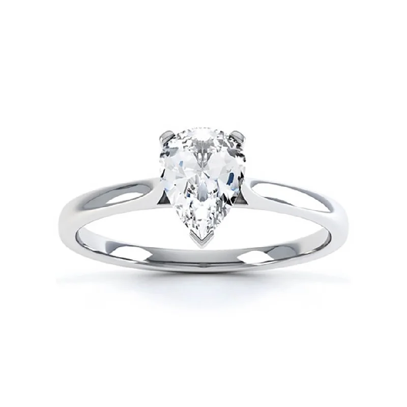 White Gold Engagement RingsSLOANE - Pear Moissanite 950 Platinum Solitaire Ring