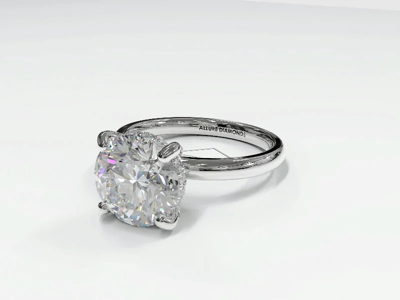 Thin Band Engagement RingsSolitaire Engagement Ring Setting With a Micropavé Diamond Basket