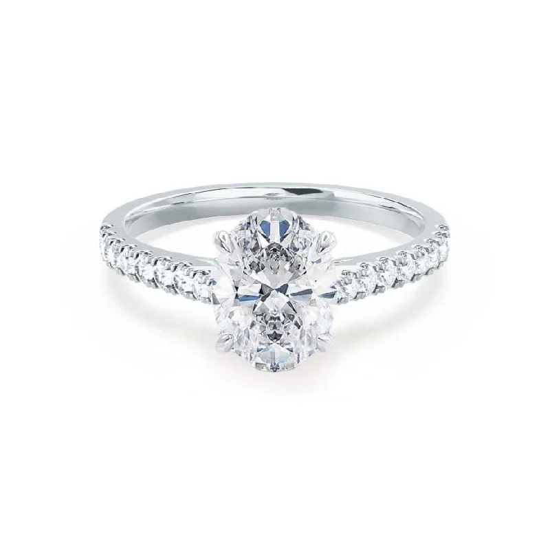 Second Hand Engagement RingsVIOLA - Oval Moissanite & Diamond Platinum Shoulder Set Ring