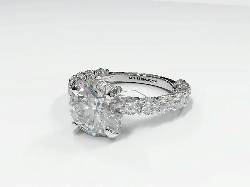 Estate Engagement RingsHidden Halo Trellis Micropavé Diamond Side-Stone Engagement Ring Setting