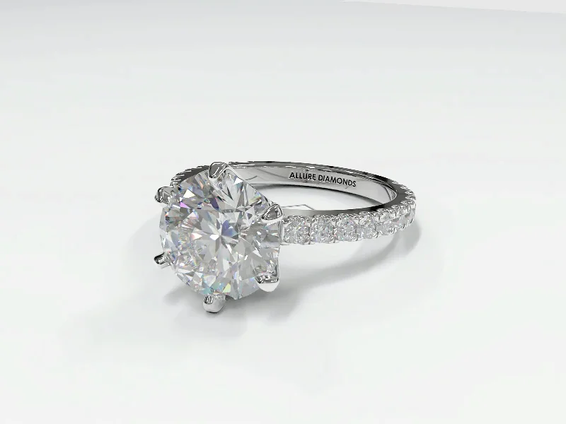 Luxury Engagement Rings6-Prong Pavé Diamond Engagement Ring Setting