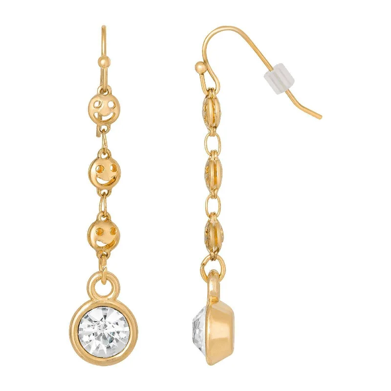 Padded Drop Earrings for Ear-1928 Jewelry Happy Face Chain Crystal Linear Drop Earrings