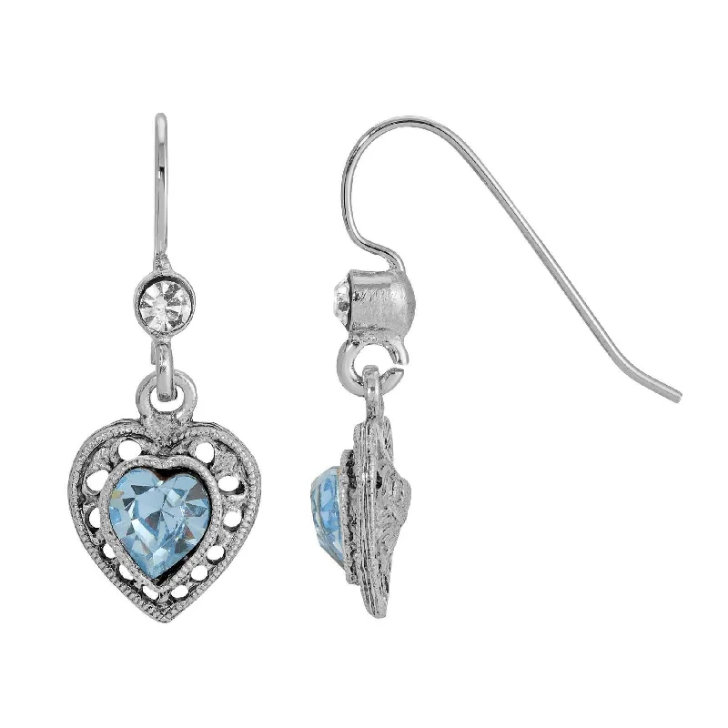 Turquoise Drop Earrings for Trendy-1928 Jewelry Antiqued Heart Crystal Drop Earrings