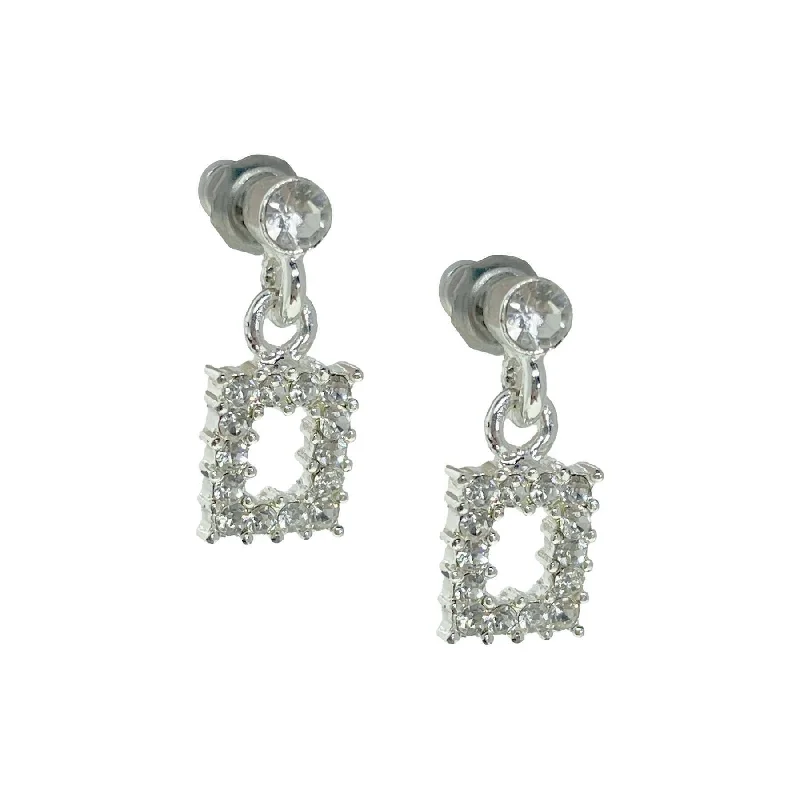 Gothic Drop Earrings for Dark-1928 Jewelry Austrian Crystal Rectangular Post Drop Earrings