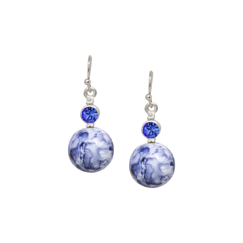 Gold Drop Earrings for Luxurious-1928 Jewelry Blue Denim Baubles & Sapphire Blue Crystals Drop Earrings