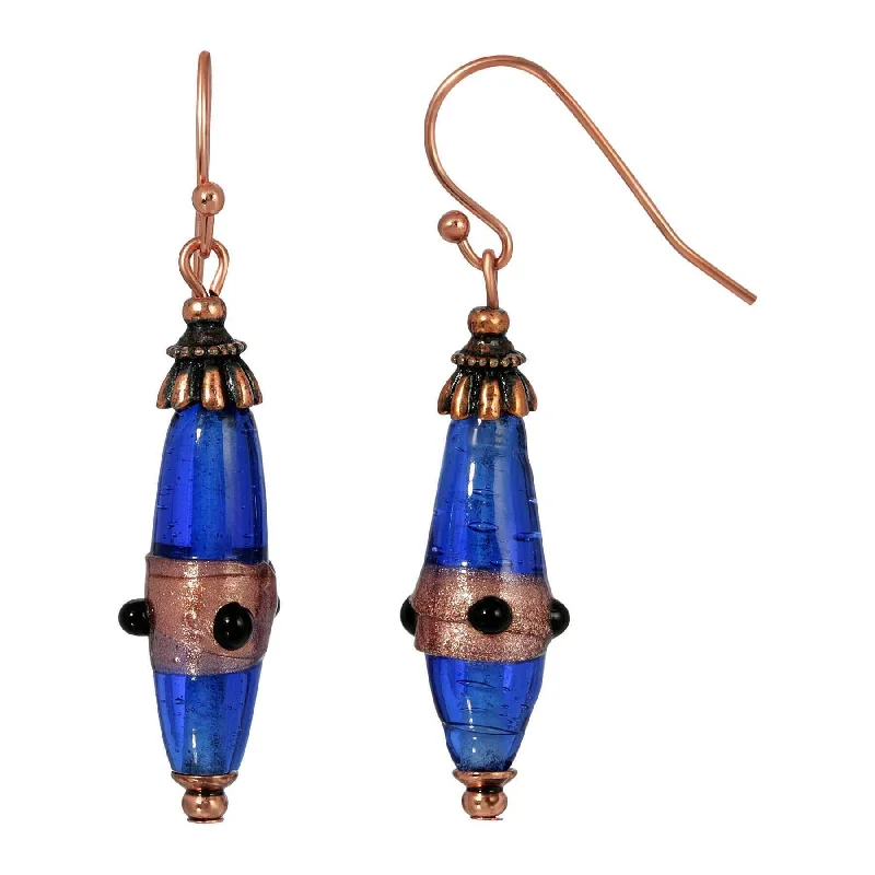 Onyx Drop Earrings for Bold-1928 Jewelry Bohemian Sapphire Blue Glass Drop Earrings