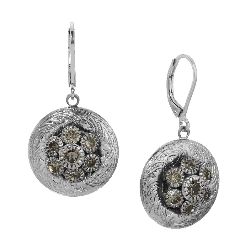 Cluster Drop Earrings for Dazzling-1928 Jewelry Crystal Flower Cluster & Vines Drop Earrings