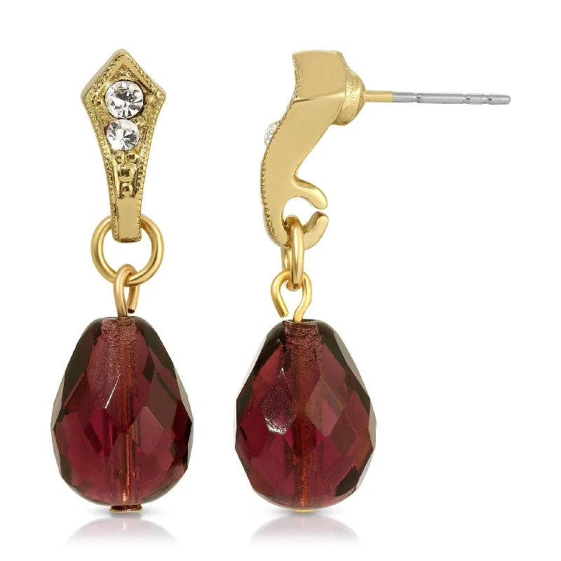 Trendy Drop Earrings for Fashion-1928 Jewelry Dark Amethyst Post Drop Earrings