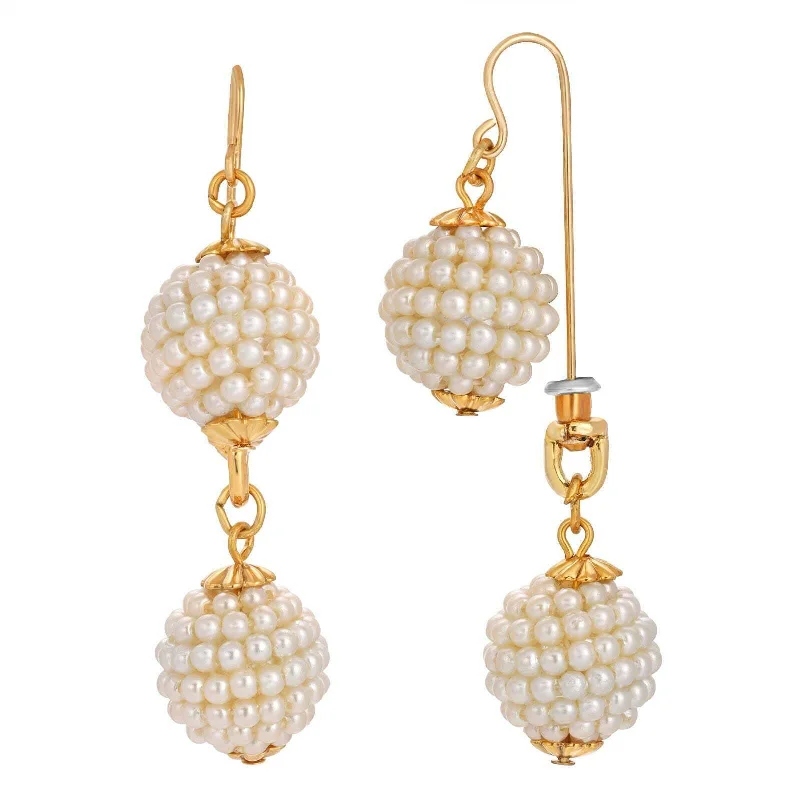 Large Drop Earrings for Statement-1928 Jewelry Embossed Seeded White Faux Pearl Drop Earrings