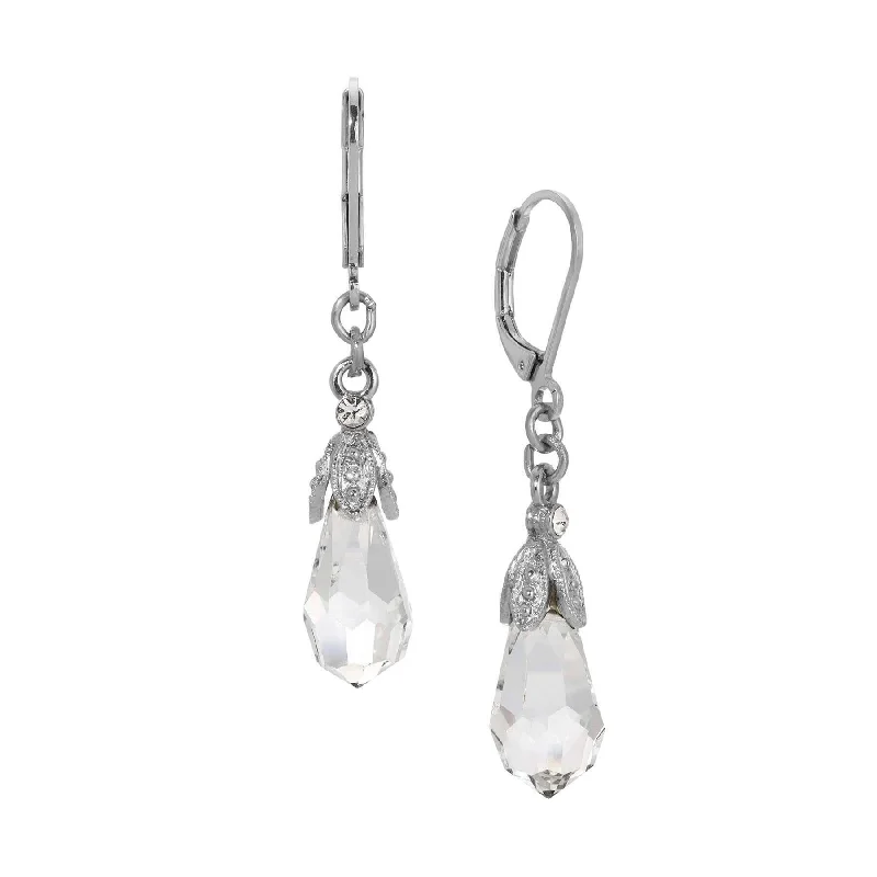 Flower-Shaped Drop Earrings for Delicate-1928 Jewelry Euro Classico Crystal Teardrop Earrings