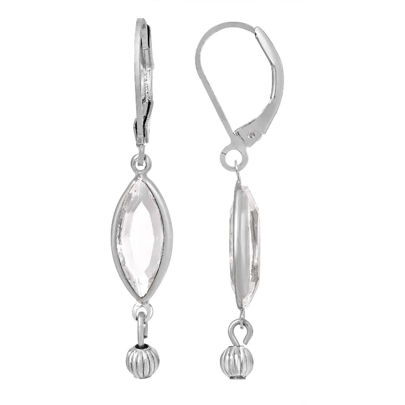 Classic Drop Earrings for Timeless-1928 Jewelry Euro Clear Crystal Fluted Bead Drop Earrings