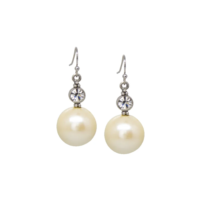 Quartz Drop Earrings for Simple-1928 Jewelry Faux Pearl Baubles & Crystals Drop Earrings - Large