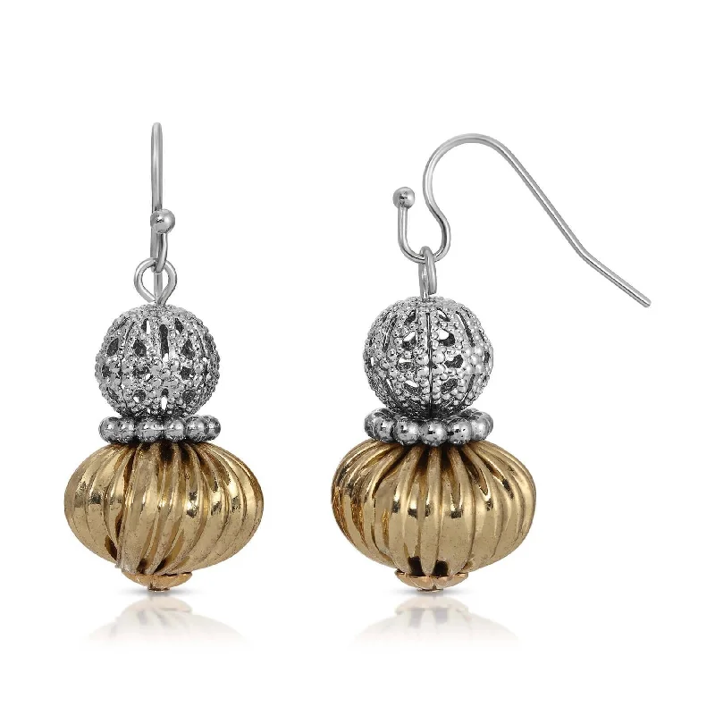 Beaded Drop Earrings for Decorative-1928 Jewelry Filigree Puff Corrugated Bead Drop Earrings