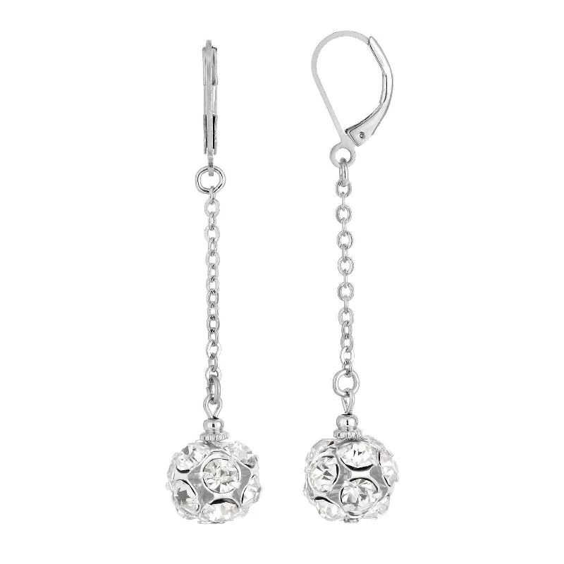 Celtic Drop Earrings for Heritage-1928 Jewelry Fireball Clear Crystal Linear Drop Earrings