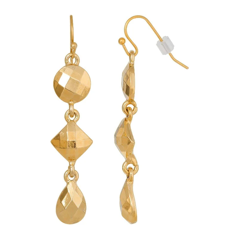 Mysterious Drop Earrings for Intriguing-1928 Jewelry Geo Faceted Linear Drop Earrings