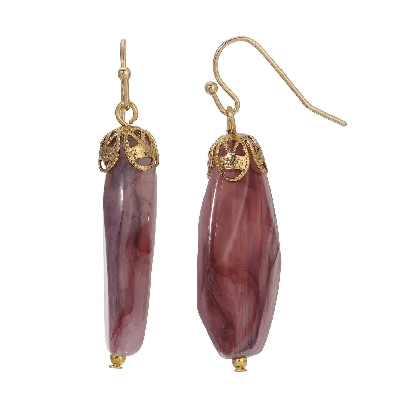 Silver Drop Earrings for Classic-1928 Jewelry Irregular Milk Amethyst Bead Drop Earrings