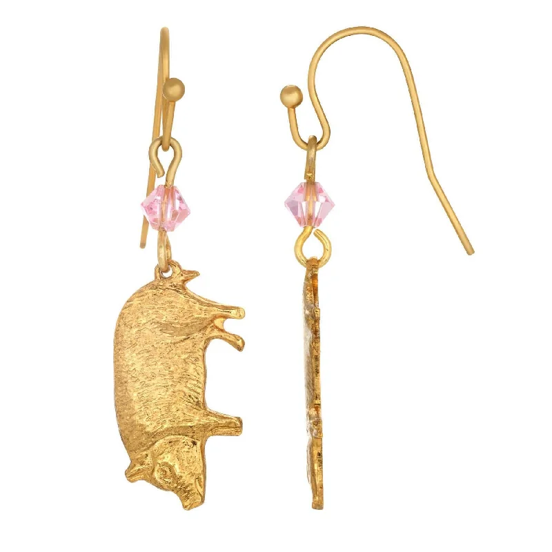 Waterproof Drop Earrings for Practical-1928 Jewelry Light Rose Pink Crystal Pig Drop Earrings