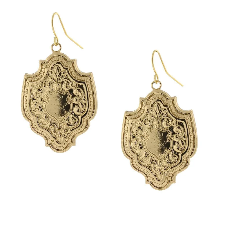 Pearl Drop Earrings for Elegant Look-1928 Jewelry Medieval Inspired Shield Drop Earrings