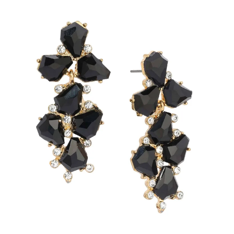 Minimalist Drop Earrings for Simple-1928 Jewelry Melange Black Stone Crystal Post Drop Earrings