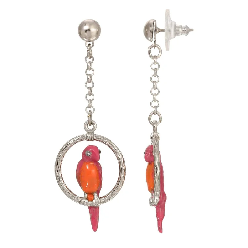 Colorful Drop Earrings for Vivid-1928 Jewelry Neotropic Exotic Parrot Post Drop Earrings