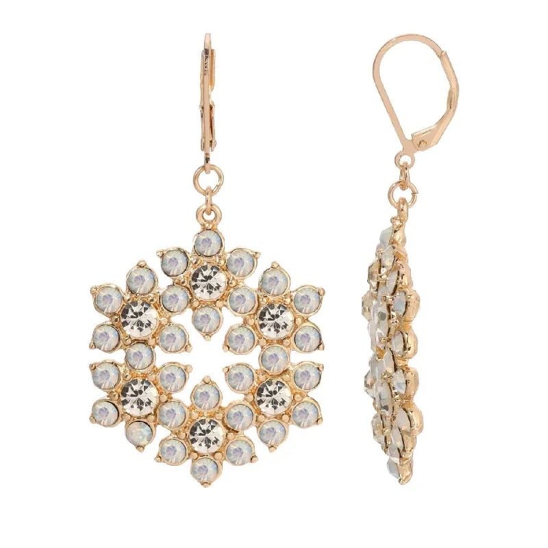 Zircon Drop Earrings for Sparkling-1928 Jewelry On The 8th White Crystal Opal Stone Snowflake Drop Earrings