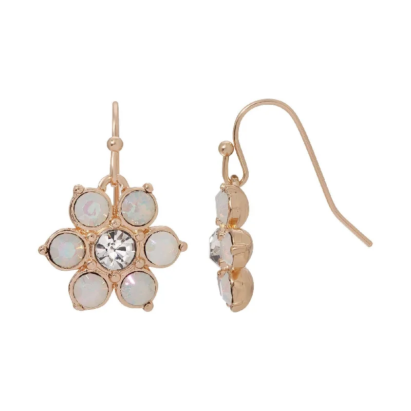 Iolite Drop Earrings for Blue-1928 Jewelry On The 8th White Crystal Opal Stone Flower Drop Earrings