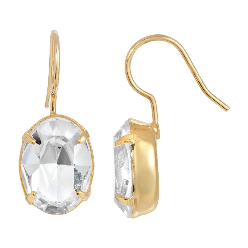 Heavy-Duty Drop Earrings for Durable-1928 Jewelry Oval Crystal Wire Drop Earrings