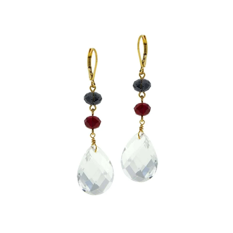 Statement Drop Earrings for Eye-Catching-1928 Jewelry Patriotic Briolette Crystal Linear Drop Earrings